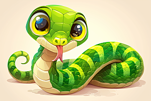 小青蛇绿色高清插画