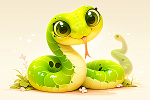 小青蛇动物拟人插画