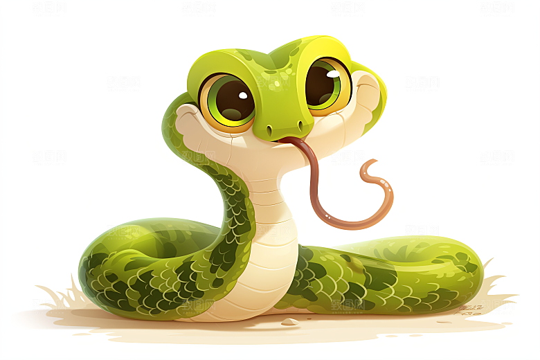 小青蛇可爱菜花蛇插画