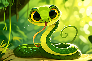 小青蛇动物手绘插画