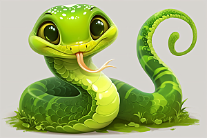 小青蛇高清绿色插画