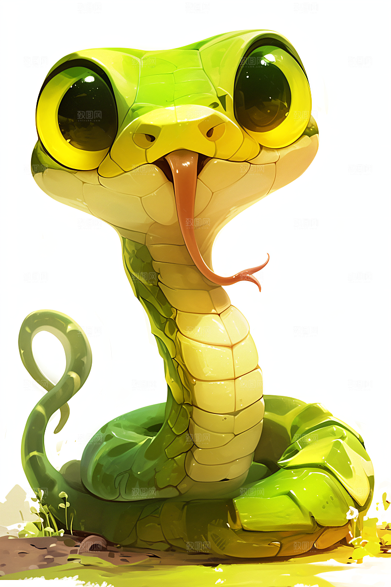 小青蛇竹叶青动物插画