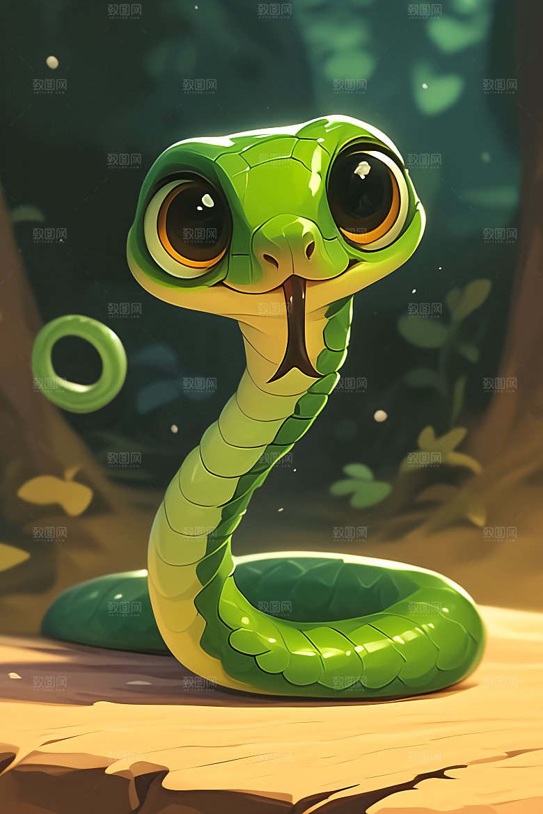 小青蛇拟人可爱插画