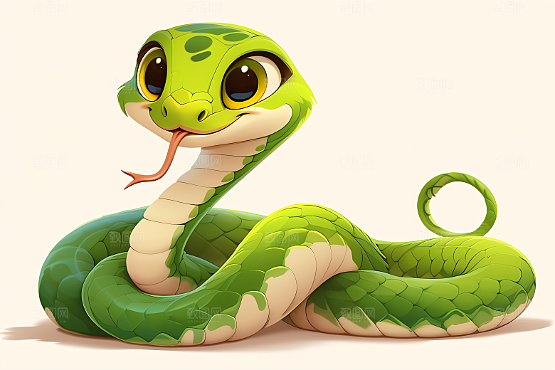 小青蛇手绘高清插画
