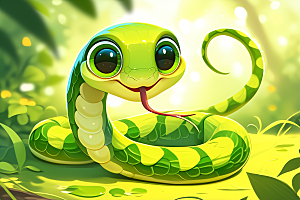 小青蛇蛇年手绘插画
