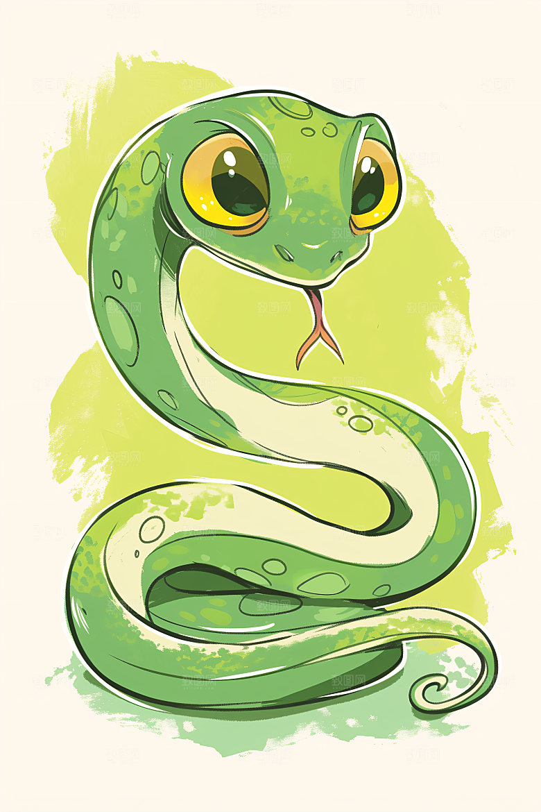 小青蛇高清拟人插画