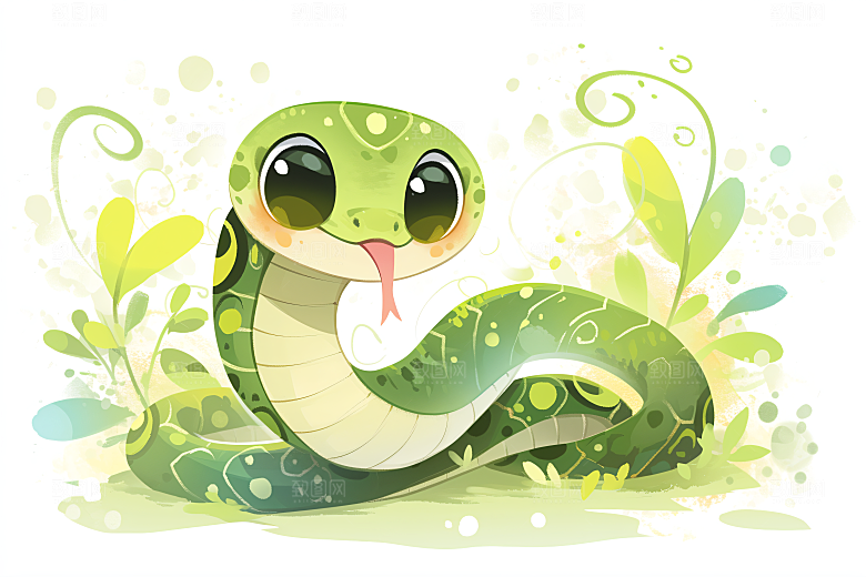 小青蛇动物手绘插画
