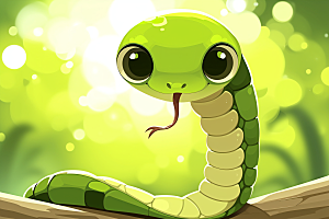 小青蛇蛇年动物插画