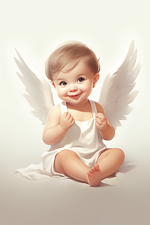 可爱小天使清新孩子素材