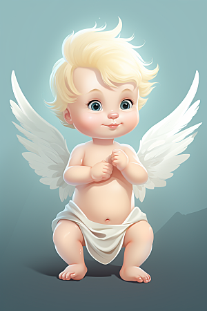 可爱小天使卡通清新素材