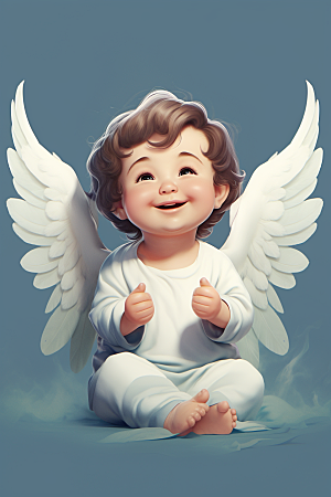 可爱小天使插画儿童素材
