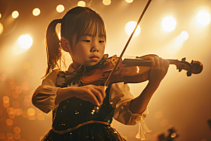 小提琴培训演奏弦乐摄影图