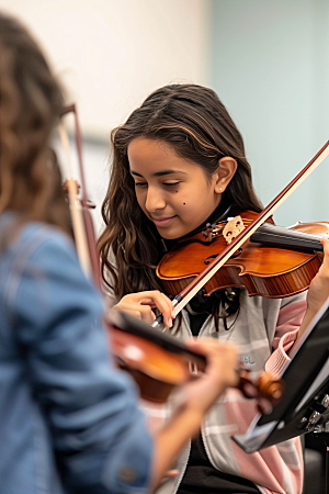 小提琴培训演奏音乐课摄影图