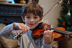 小提琴培训儿童教育摄影图