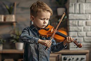 小提琴培训学生弦乐摄影图