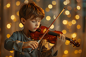 小提琴培训学生儿童摄影图