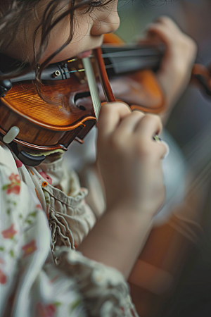 小提琴培训学生音乐课摄影图