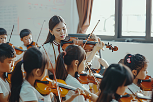 小提琴培训课外班教学摄影图