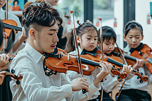 小提琴培训音乐课儿童摄影图