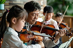 小提琴培训音乐课学生摄影图