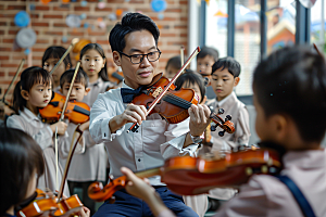 小提琴培训弦乐儿童摄影图