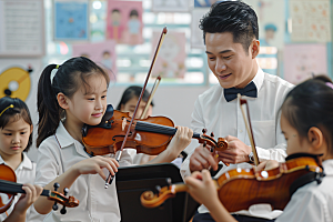 小提琴培训音乐课学生摄影图