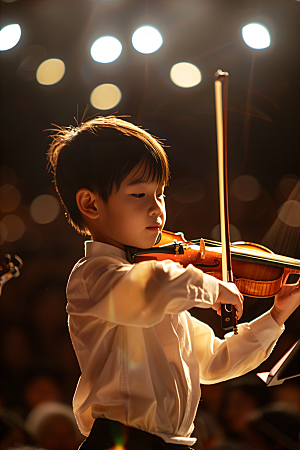 小提琴培训课外班儿童摄影图