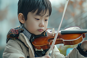 小提琴培训教育儿童摄影图