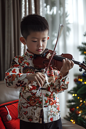 小提琴培训教学演奏摄影图