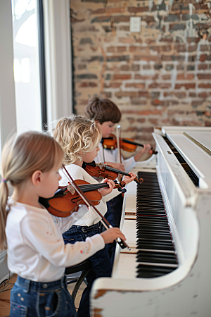 小提琴培训儿童音乐课摄影图
