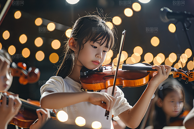 小提琴培训教育学生摄影图