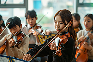 小提琴培训高清教育摄影图