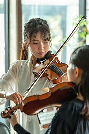 小提琴培训教育弦乐摄影图