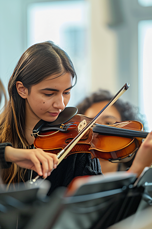 小提琴培训教育音乐课摄影图