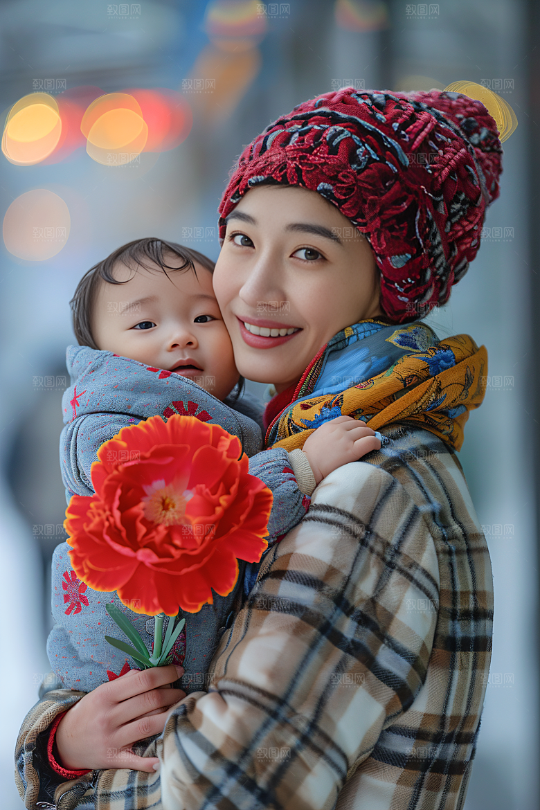 母亲肖像亲子唯美摄影图