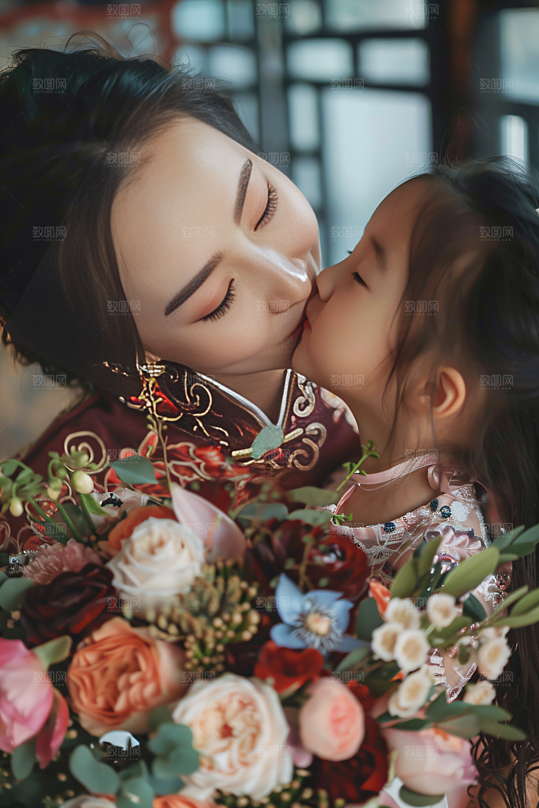 母亲肖像母亲节亲子摄影图