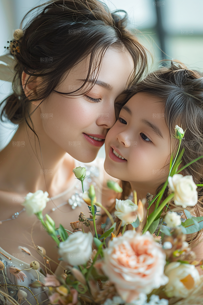 母亲肖像唯美母爱摄影图