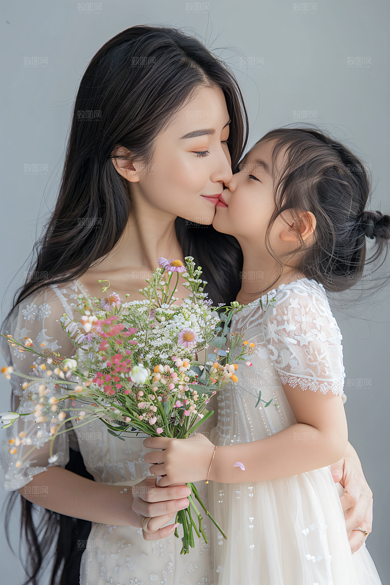 母亲肖像温馨唯美摄影图