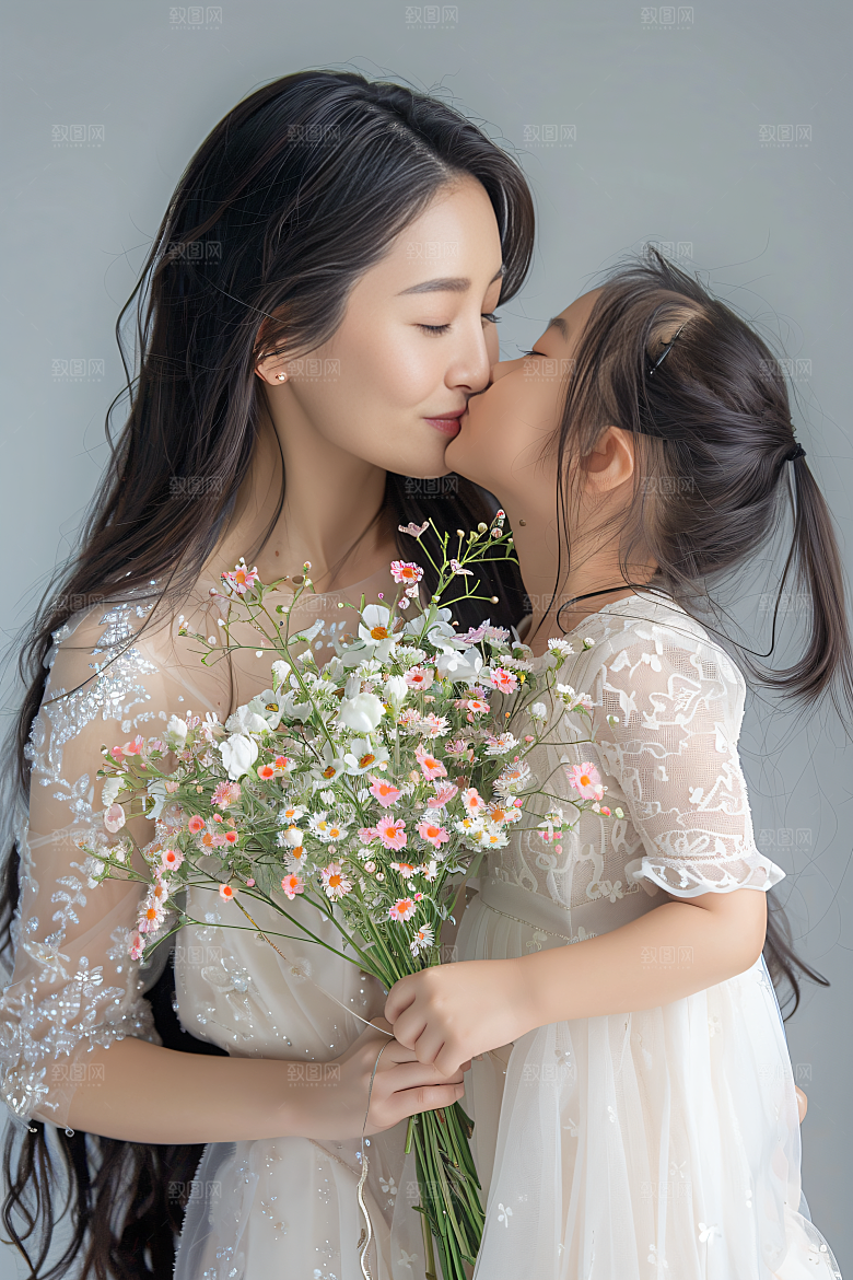 母亲肖像亲子温暖摄影图