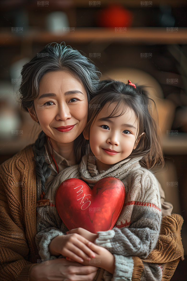母亲肖像唯美亲子摄影图