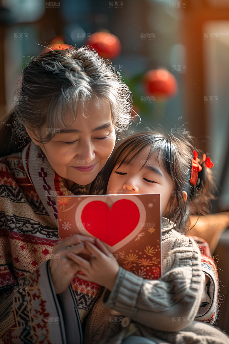 母亲肖像母爱亲子摄影图