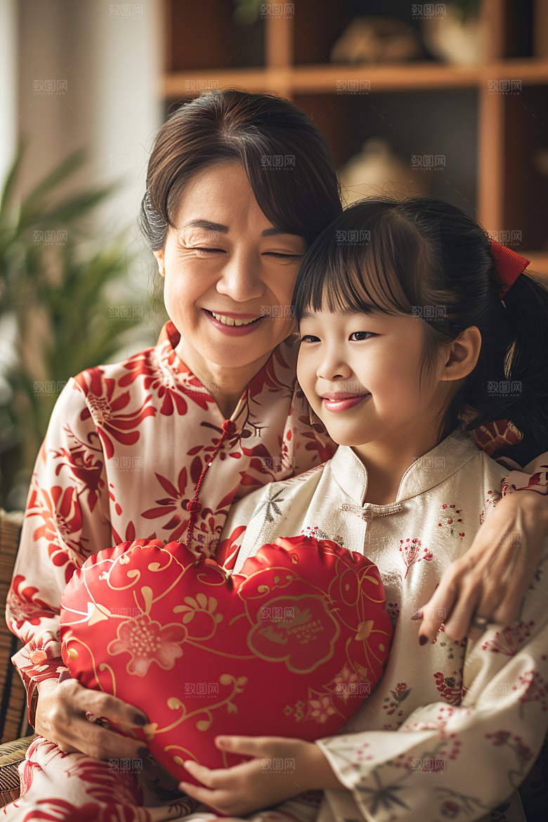 母亲肖像亲情亲子摄影图