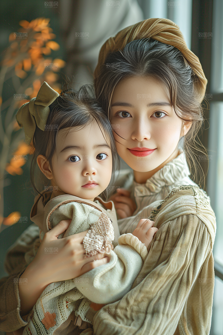 母亲肖像母亲节温暖摄影图