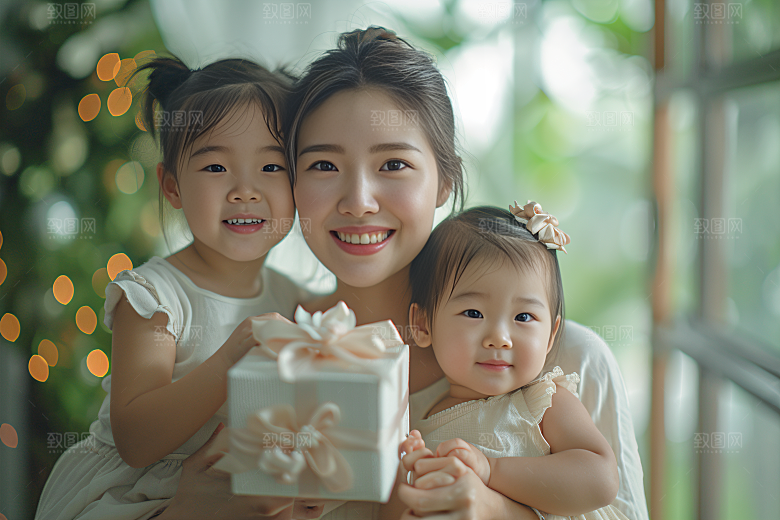 母亲肖像亲子母爱摄影图