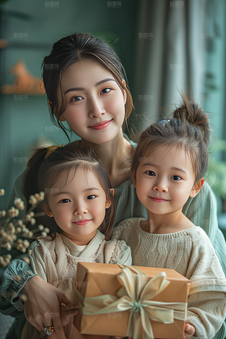 母亲肖像温暖亲子摄影图