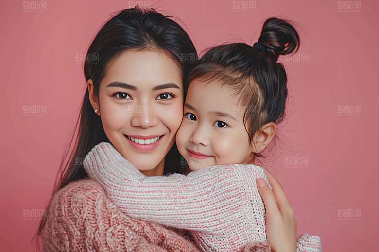 母亲肖像亲子唯美摄影图