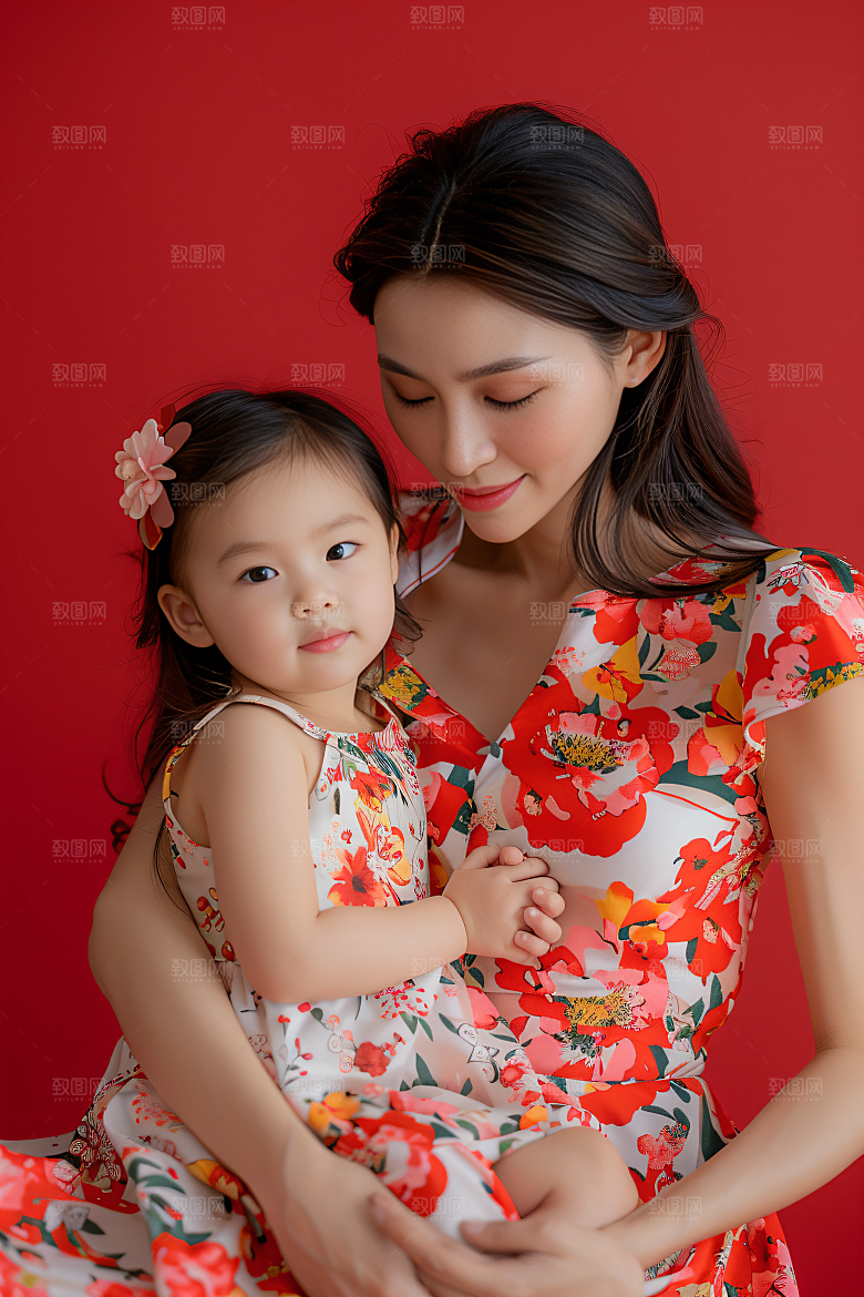 母亲肖像唯美母爱摄影图