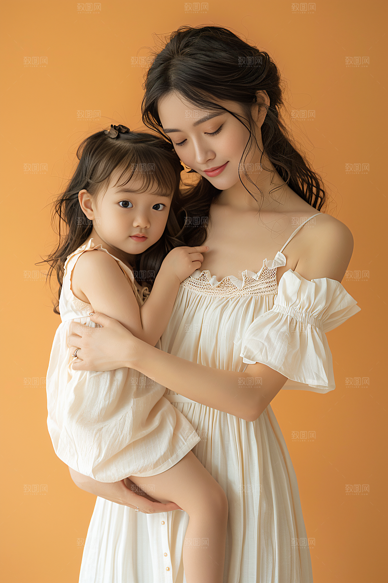 母亲肖像温暖亲情摄影图