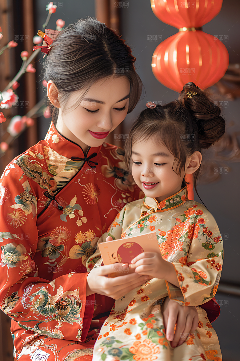 母亲肖像温馨母爱摄影图
