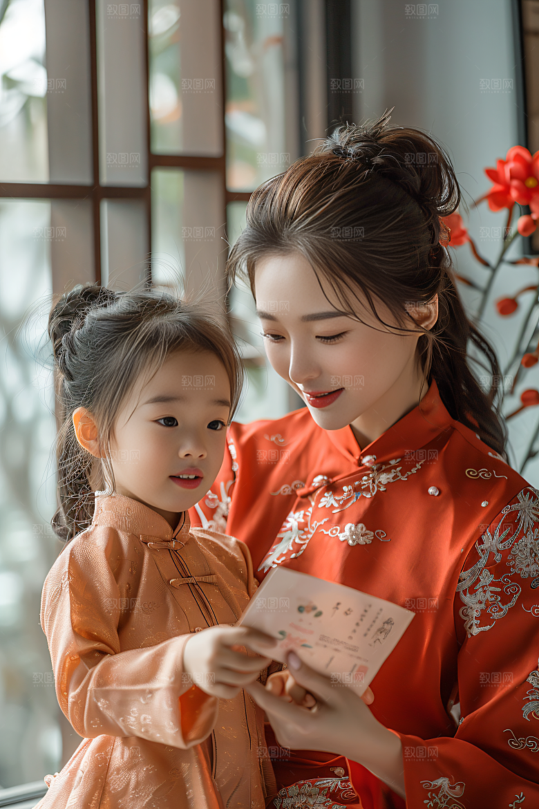 母亲肖像温馨唯美摄影图